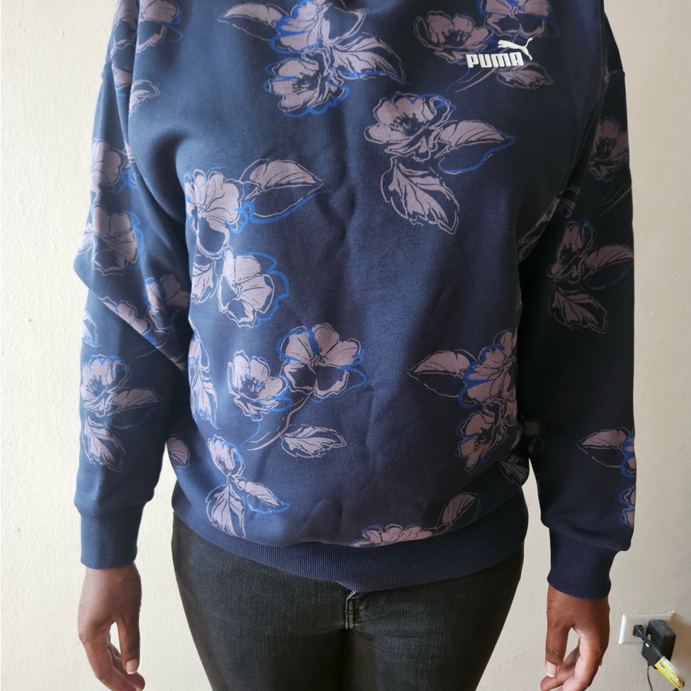 Puma Blue Floral Crew Neck Sweater